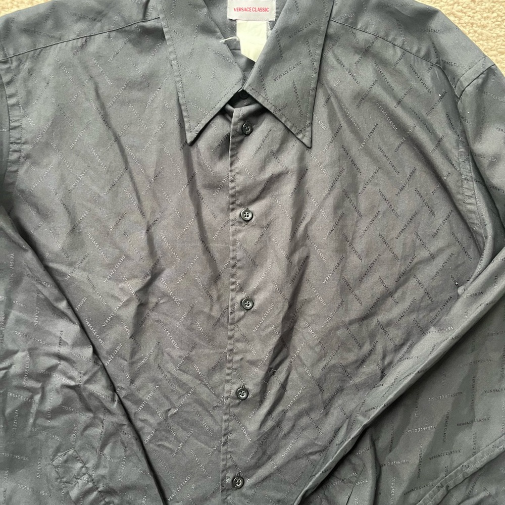 Vintage Versace Classic Black Button-Up Shirt